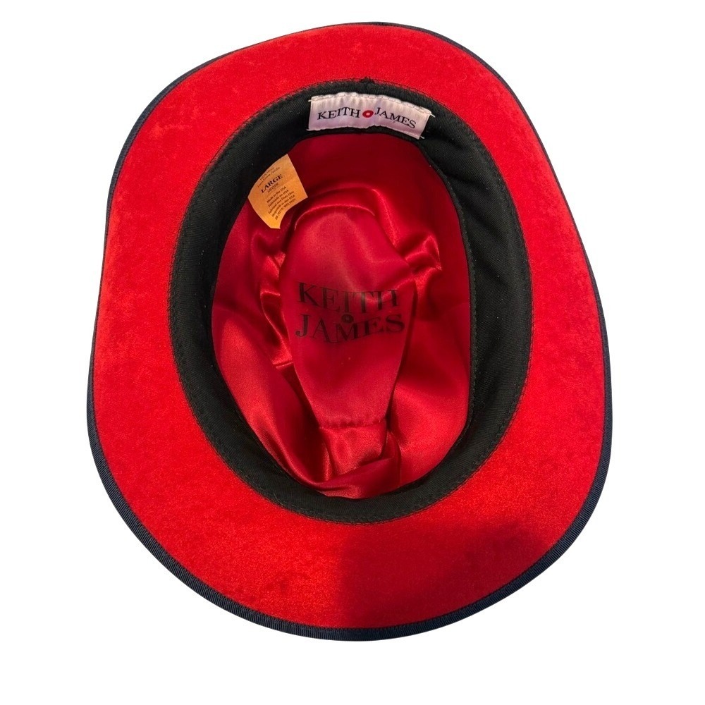 Keith James King Wool Fedora‎ Hat Men's Large Navy Red Quiet Luxury - Picture 5 of 11
